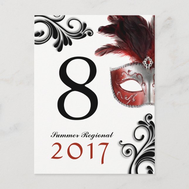 Table Numbers - Masquerade Ball Postcard (Front)