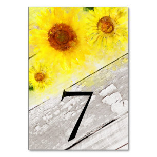 *~* TABLE NUMBERS -  Old Wood Yellow Sunflower