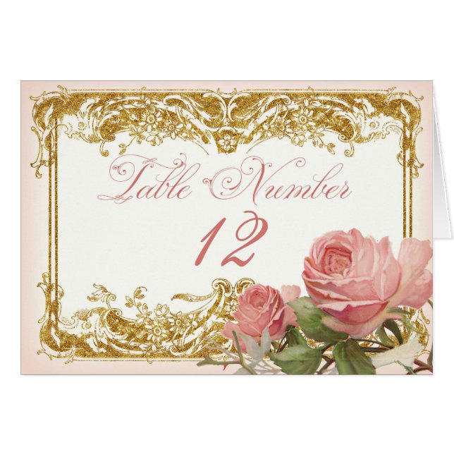 Table Numbers Parisian Vintage Rose Manor House (Front Horizontal)
