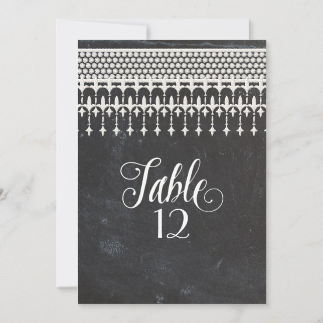 Table Numbers Rustic Vintage Lace Chalkboard (Back)