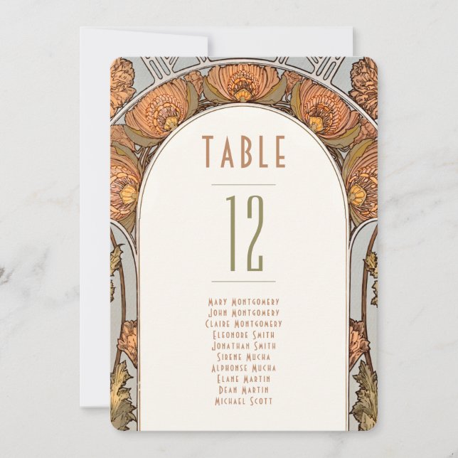 Table Numbers Vintage Art Nouveau Wedding (Front)