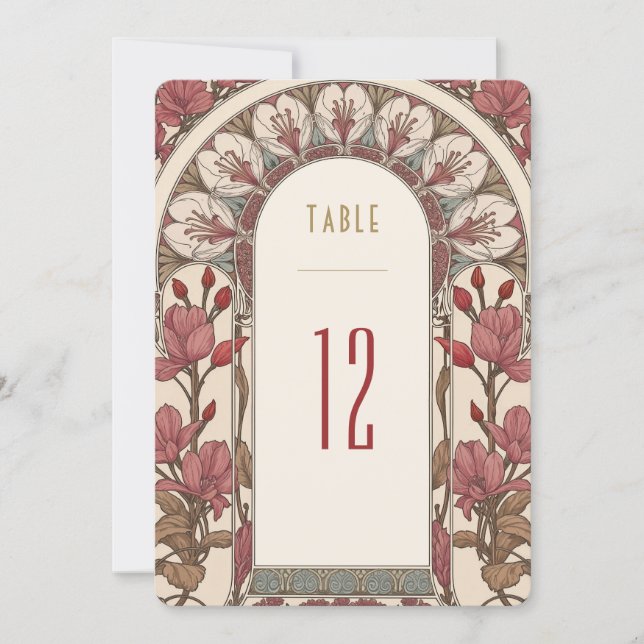 Table Numbers Vintage Art Nouveau Wedding (Front)