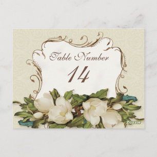 Table Numbers Vintage Magnolia Swirls Damask Card