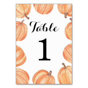 Table Numbers Wedding Pumpkin Watercolor Card