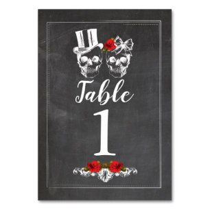 Table Numbers Wedding Sugar Skulls Rustic Cards