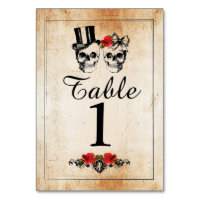 Table Numbers Wedding Sugar skulls Rustic Cards