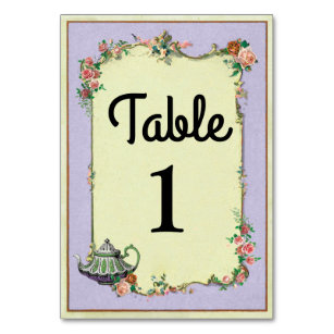 Table Numbers Wedding Wonderland Teapot Cards