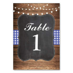 Table Numbers Wedding Wood BBQ Rustic Wood Blue