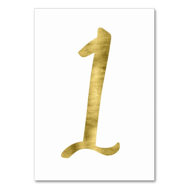 Table Numbers With Gold Foil Effect Number 1 (Front)