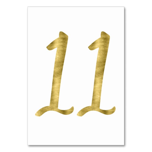 Table Numbers With Gold Foil Effect Number 11 (Front)