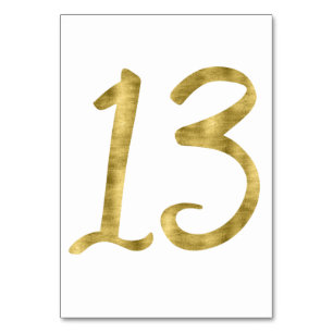 Table Numbers With Gold Foil Effect Number 13