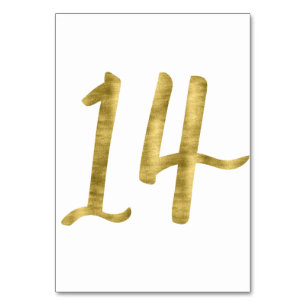 Table Numbers With Gold Foil Effect Number 14