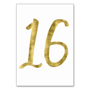 Table Numbers With Gold Foil Effect Number 16