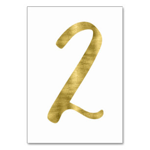 Table Numbers With Gold Foil Effect Number 2