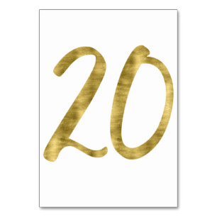 Table Numbers With Gold Foil Effect Number 20