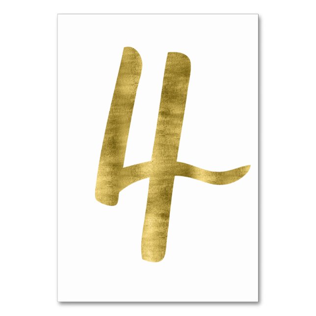Table Numbers With Gold Foil Effect Number 4 (Front)