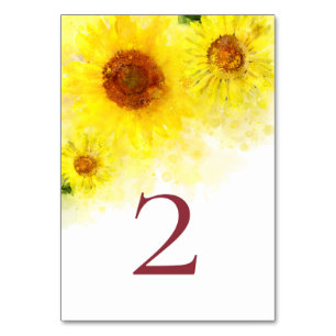 *~* TABLE NUMBERS Yellow Sunflower  Wedding