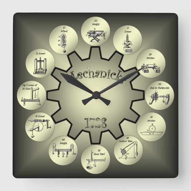 Table of Mechanicks ~ "Yeah, Right ~ Now I Get It" Square Wall Clock (Front)