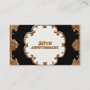 Table Place Card  - Golden French Swirl 50th Anniv