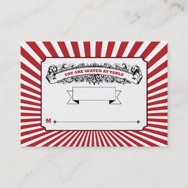 Table # Place Cards Circus Red (Front)