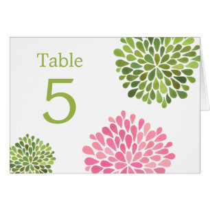 Table Place Cards Pink Green Blooms Wedding