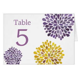 Table Place Cards Purple Yellow Dahlia Flowers