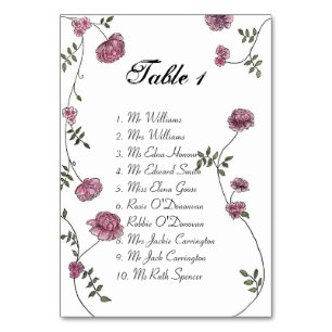 Table planner card