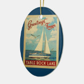 Table Rock Lake Sailboat Vintage Travel Missouri Ceramic Ornament (Left)