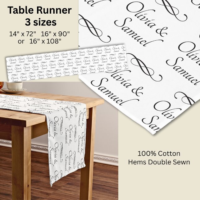 Table Runner Add Names Black White Infinity Scroll (Creator Uploaded)