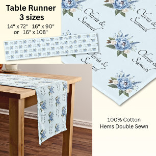 Table Runner Add Names Blue Peony Wedding Suite,