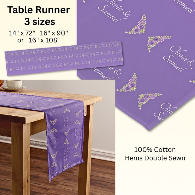 Table Runner Add Names Purple Mauve Flowers (Creator Uploaded)