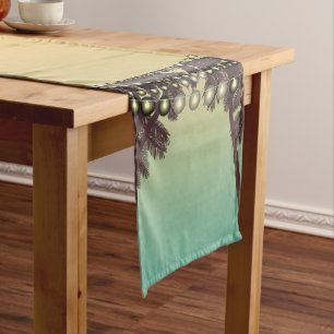 Table Runner Beach Sunset Palm Trees String Lights
