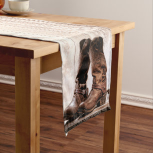 Table Runner boots country rustic western wear bar