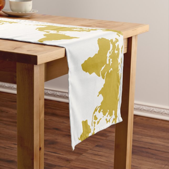 Table Runner - Gold World Map (In Situ)