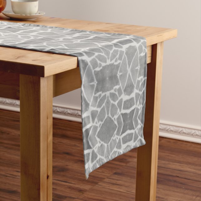 Table Runner Grey White Stone Tiles Mosaic Pattern (In Situ)