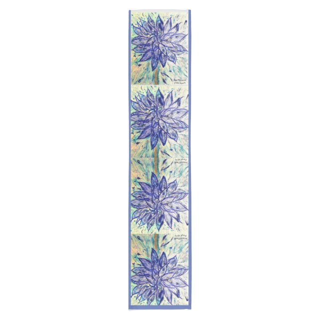 Table Runner Rare Blue Dahlias (Front)