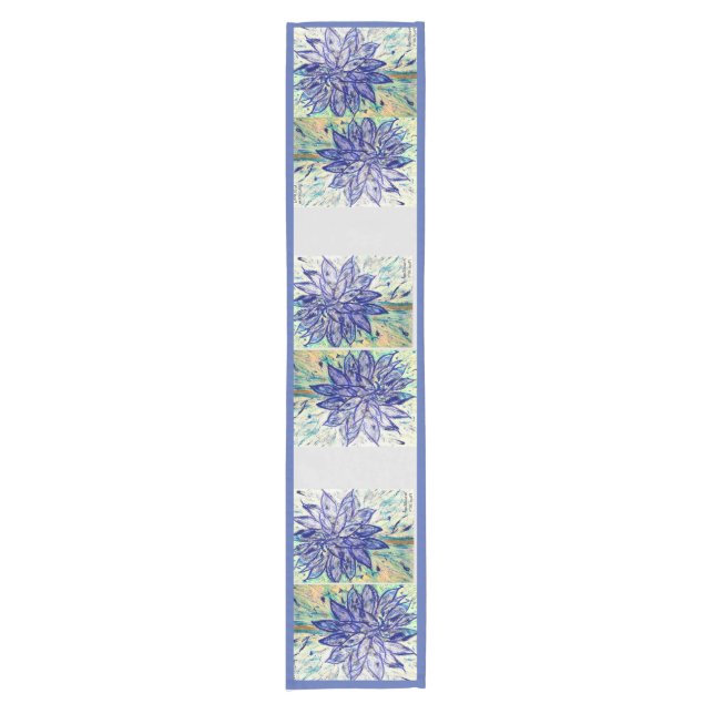 Table Runner Rare Blue Dahlias 1 (Front)