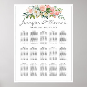 Table Seatig Plans A Magical Rose Garden Poster