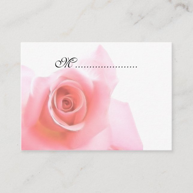 Table Seating Card Pink Rose Wedding Set (Front)