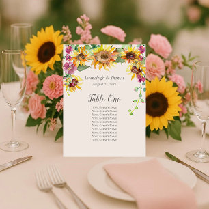 Table Seating Chart Sunflower Fall Florals Pedestal Sign