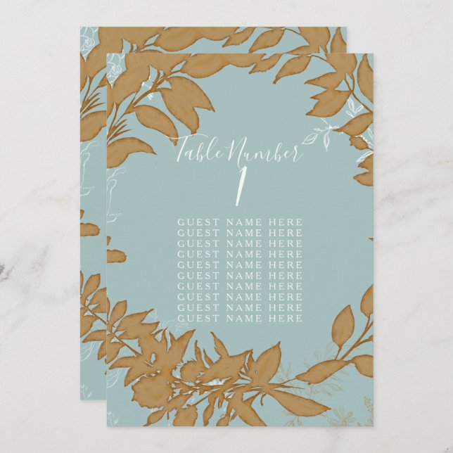 Table Seating Dusty Blue and White Wreath Bridal Invitation (Front/Back)