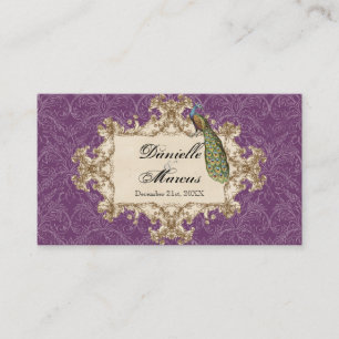 Table Seating - Purple Vintage Peacock & Etchings Place Card