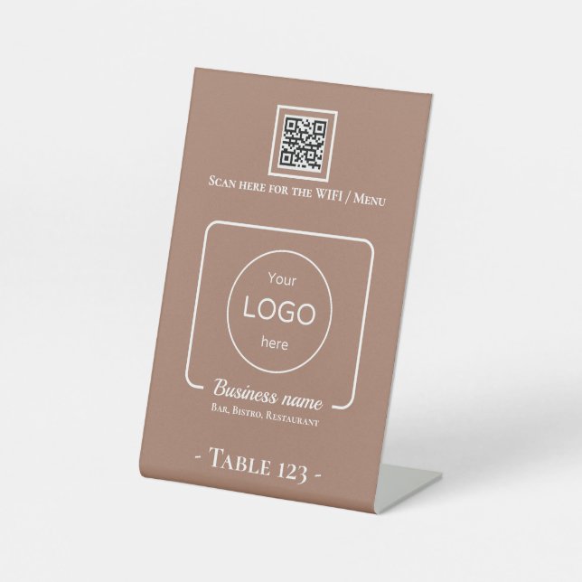 Table Sign number logo qr code mocha mousse (Front)