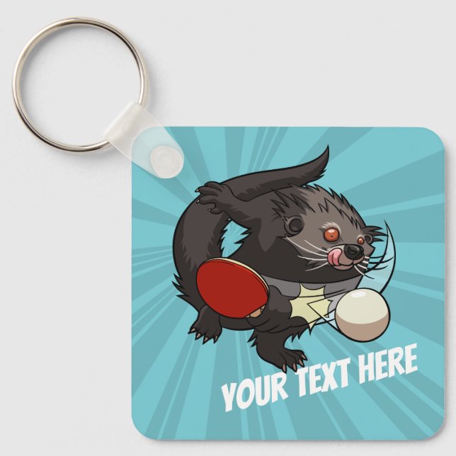 Table Tennis Bearcat Ping Pong Binturong Cartoon Key Ring (Front)