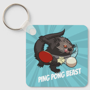 Table Tennis Bearcat Ping Pong Binturong Cartoon Key Ring