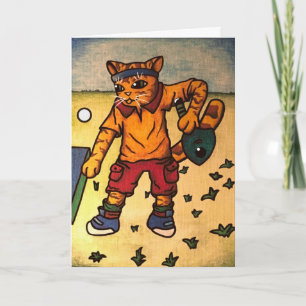 Table Tennis Cat Card
