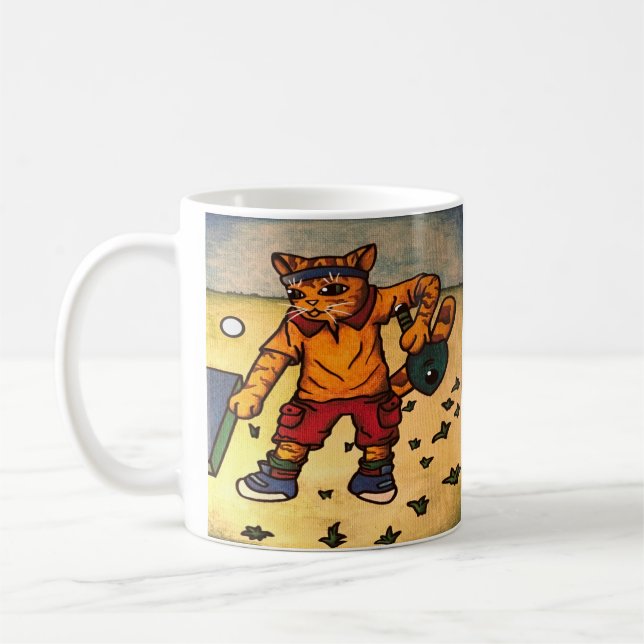 Table Tennis Cat Coffee Mug (Left)
