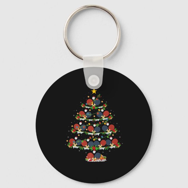 Table Tennis Christmas Tree Lights Srts Player Xma Key Ring (Front)