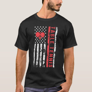 Table Tennis Cool American Flag   Paddle   T-Shirt