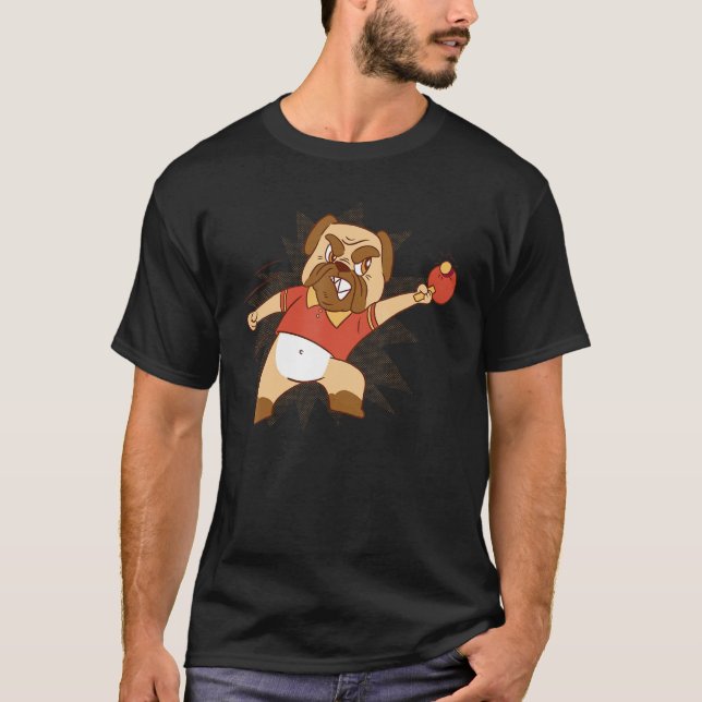 Table Tennis Dog Pong Design Pingpong Outfit Dog P T-Shirt (Front)